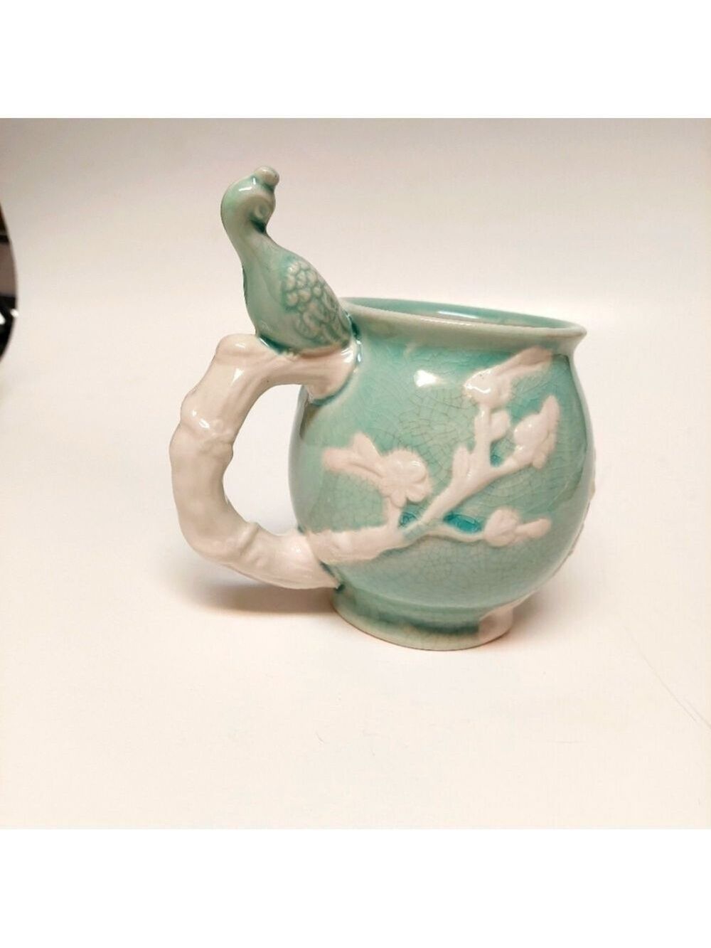 Vintage* Boston Warehouse Mint Green Peacock Mug
